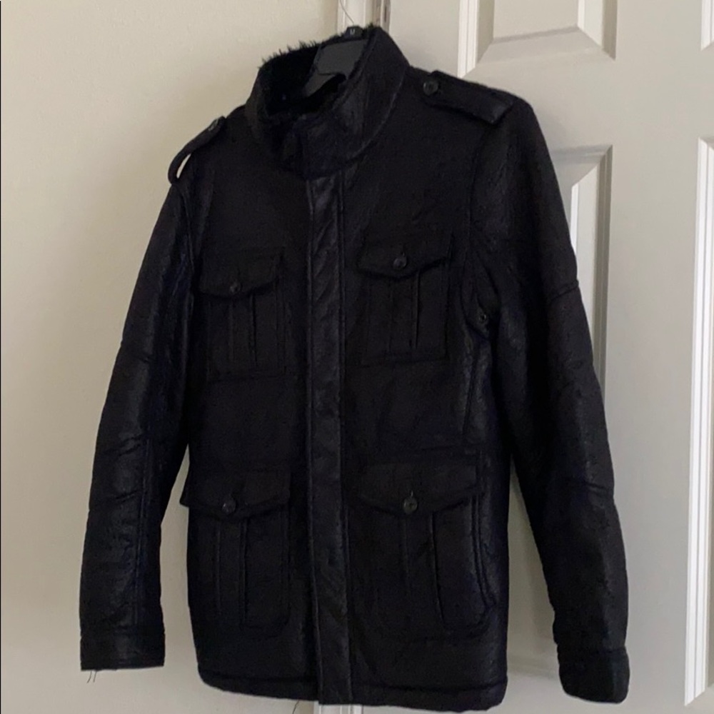 Express black men’s coat size M faux fur lined